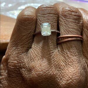 Elegant 925 Sterling Silver Moissanite Emerald Cut Engagement Ring 2 CT. Size 6